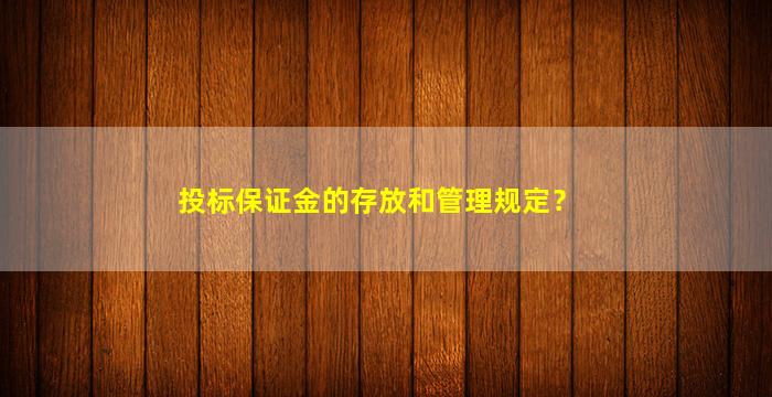 投标保证金的存放和管理规定？